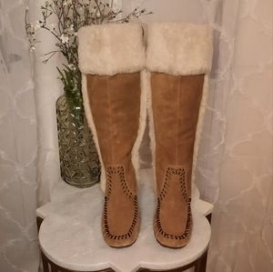 Sam Edelman Boots Brown Fur Trimmed Size 6 1/2